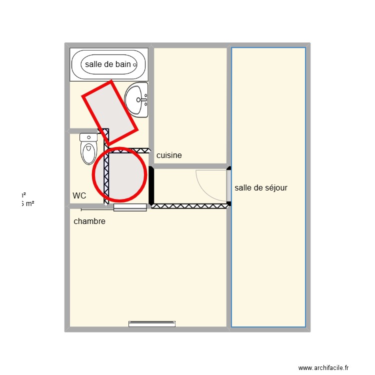 conception et adaptation B solution 1. Plan de 7 pièces et 30 m2