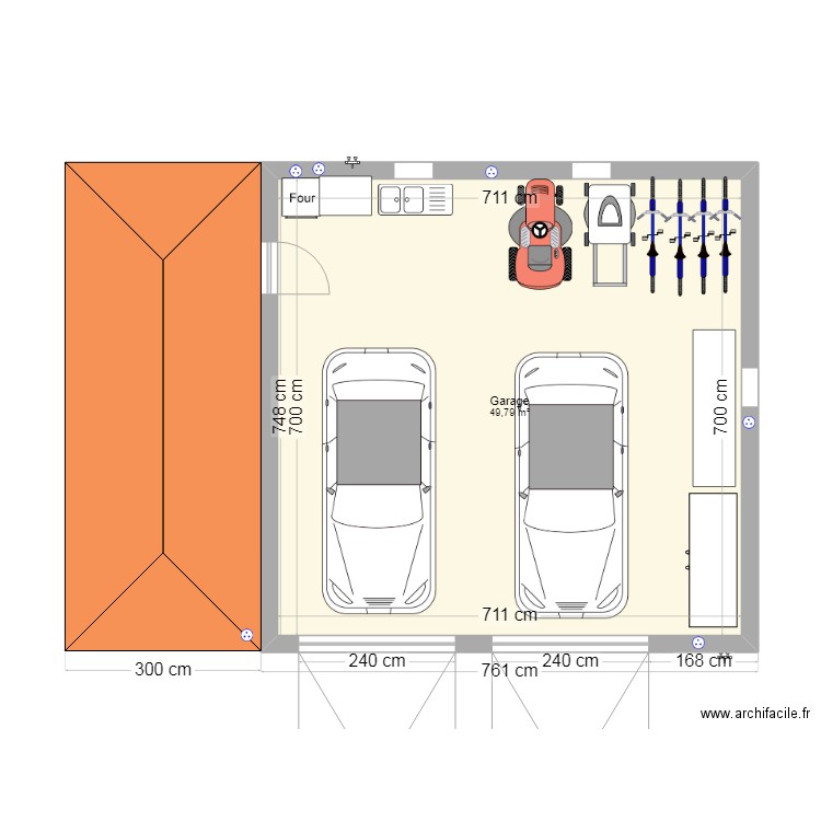 plan de garage. Plan de 1 pièce et 50 m2