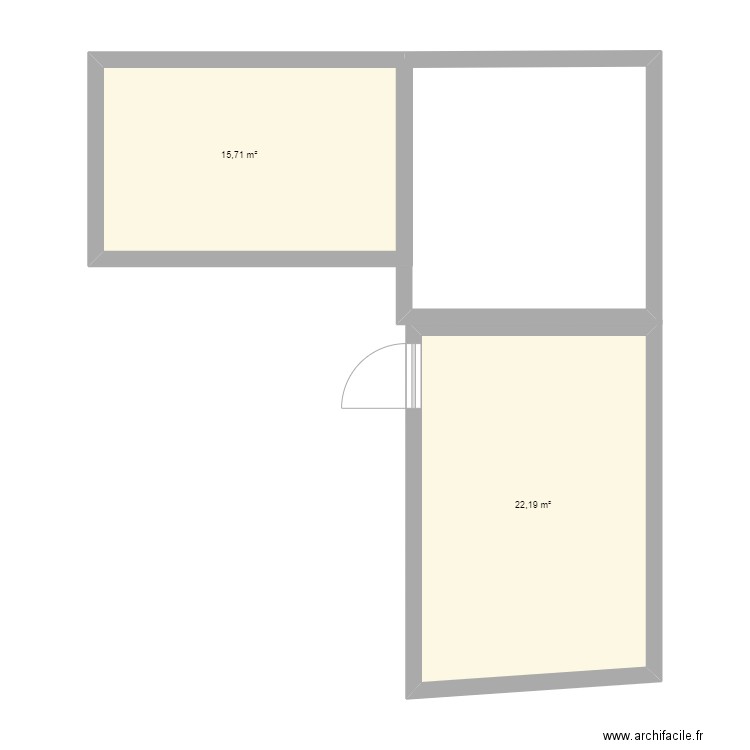 studio. Plan de 2 pièces et 38 m2