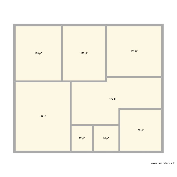 croquis. Plan de 8 pièces et 84 m2