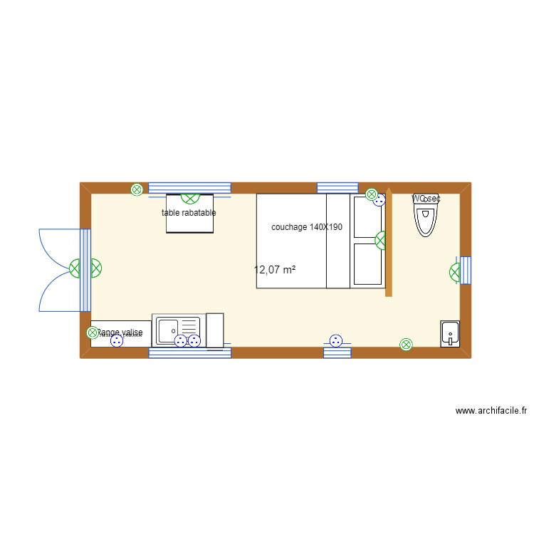 projet . Plan de 1 pièce et 12 m2