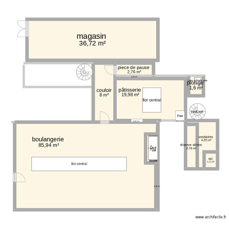 plan de boutique pour portefolio . Plan de 13 pièces et 166 m2