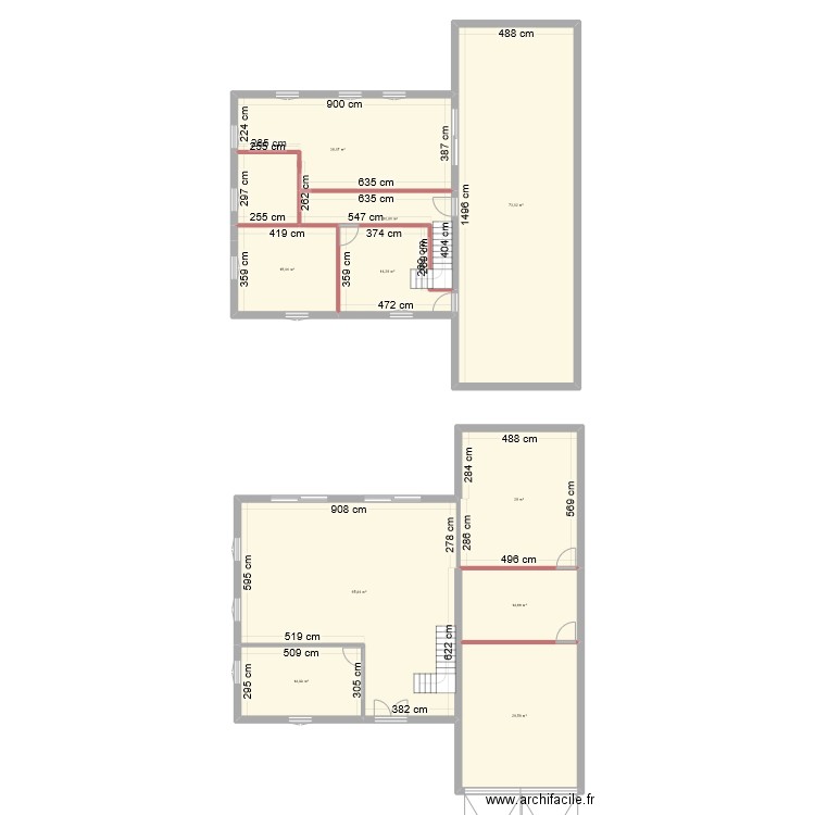 Projet 1 RDC. Plan de 10 pièces et 304 m2