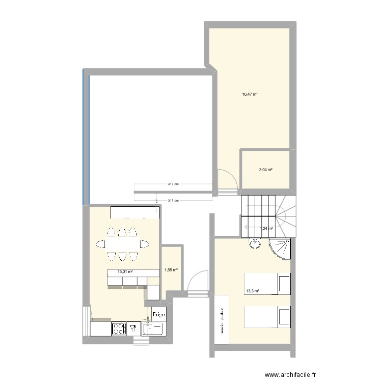 MAISON. Plan de 6 pièces et 51 m2