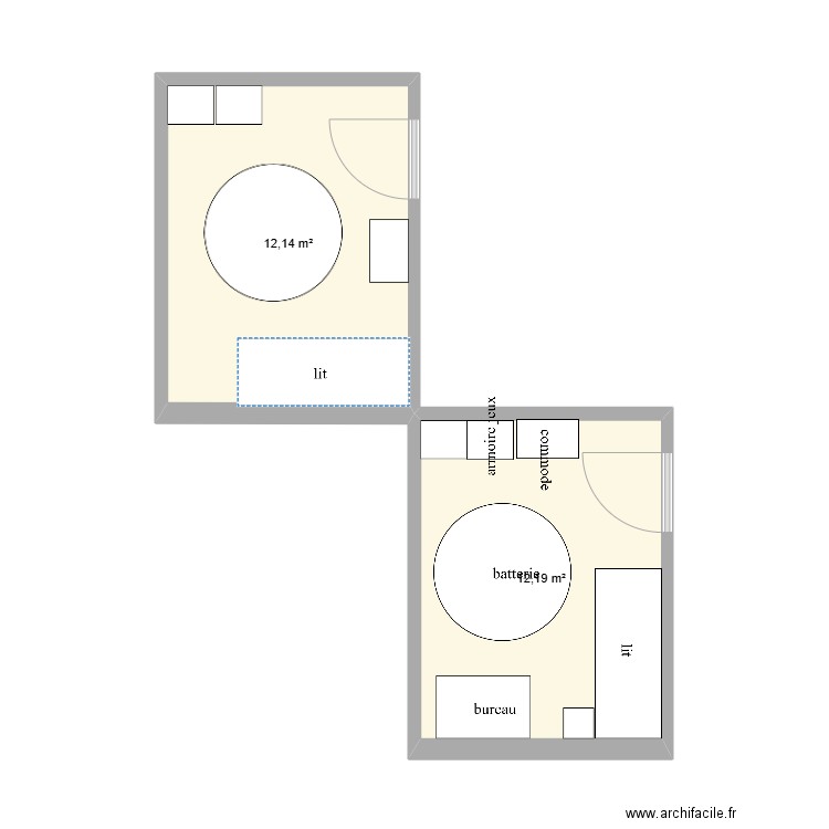 Chambre AS IS. Plan de 2 pièces et 24 m2