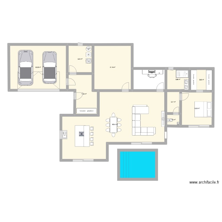 M3 74. Plan de 10 pièces et 168 m2