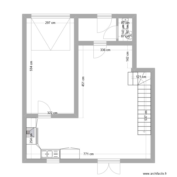 Rez Caro. Plan de 3 pièces et 57 m2