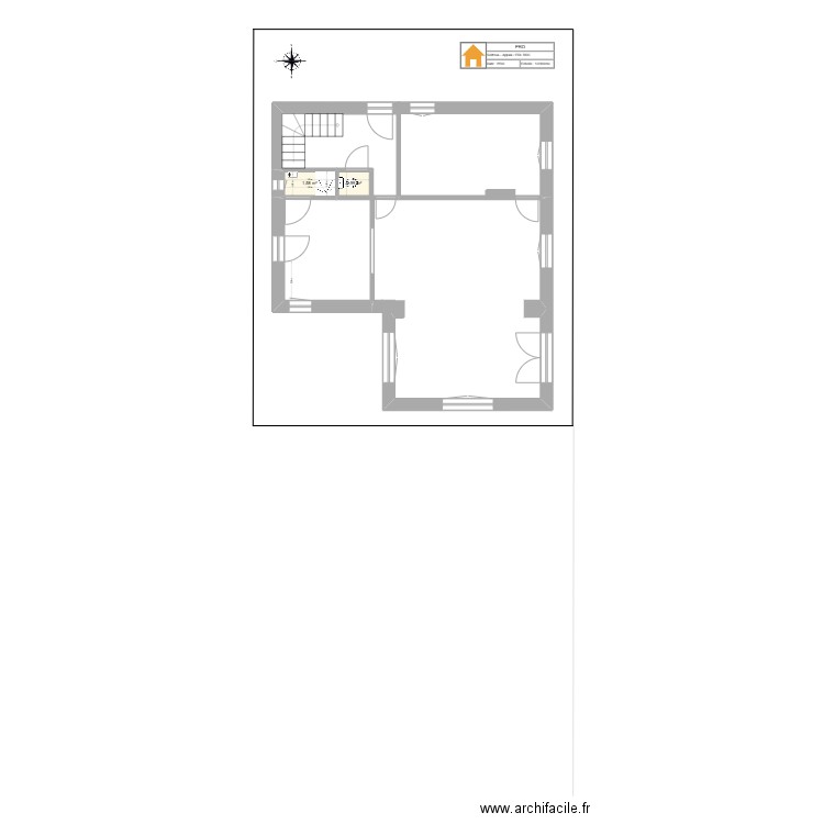 EDL - Villefranche RDC. Plan de 2 pièces et 3 m2