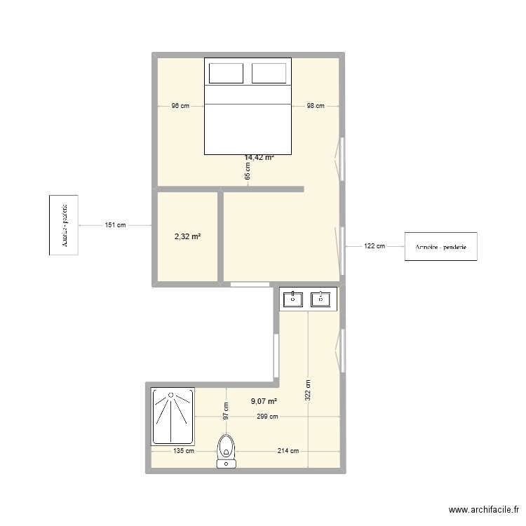 n1.0. Plan de 2 pièces et 28 m2