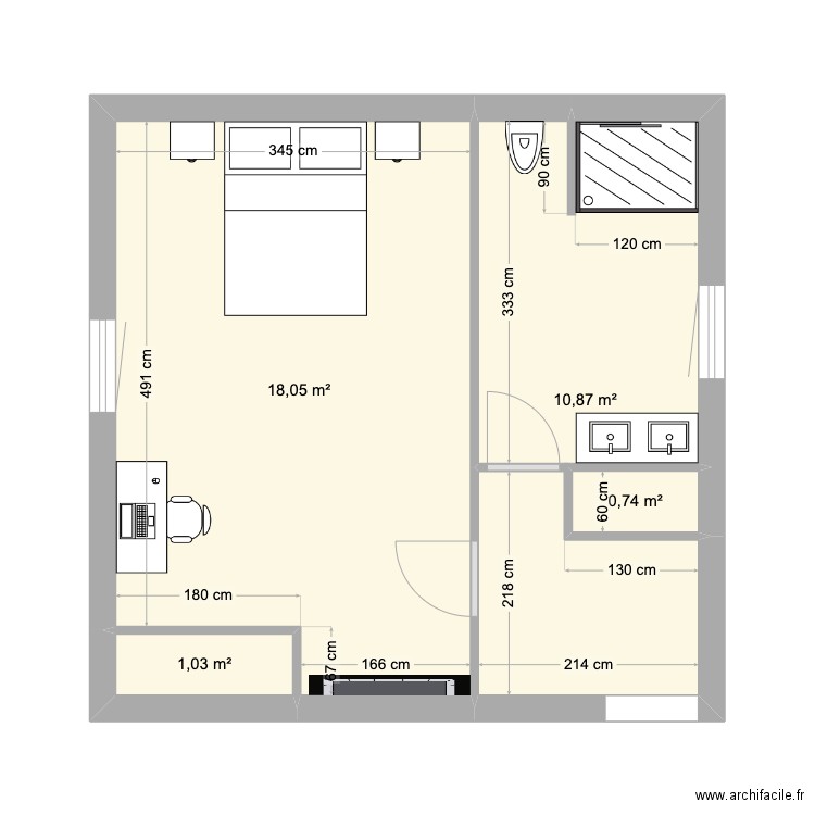 abe concept 1. Plan de 4 pièces et 31 m2