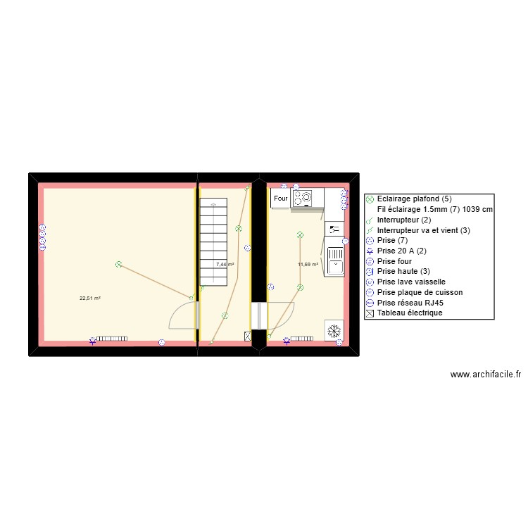 Louis-Joseph Elec. Plan de 3 pièces et 42 m2