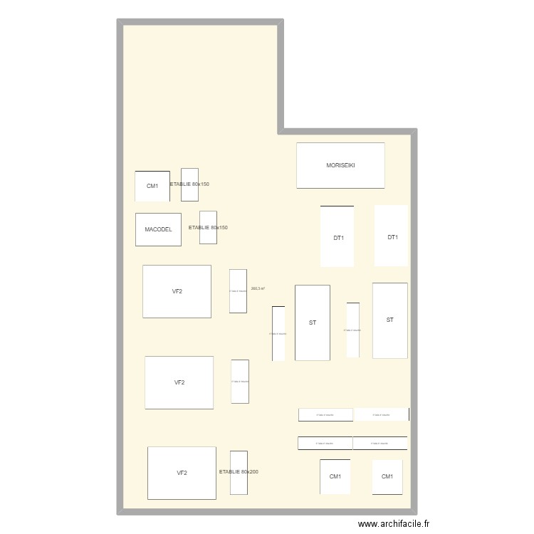 Machine. Plan de 1 pièce et 260 m2