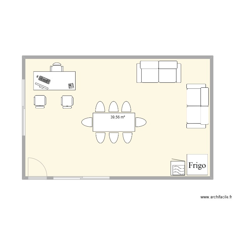 plan bureau. Plan de 1 pièce et 40 m2