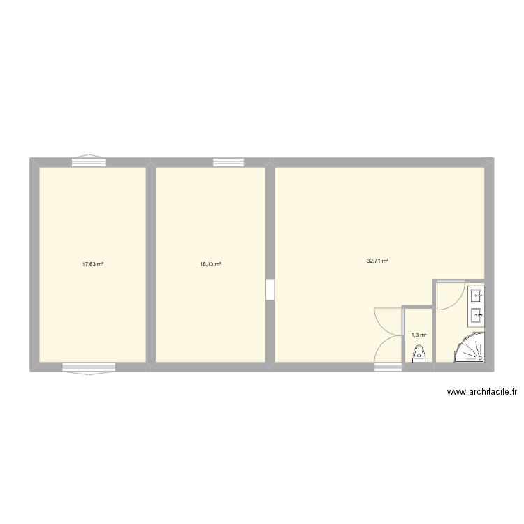 maison provisoir. Plan de 4 pièces et 70 m2