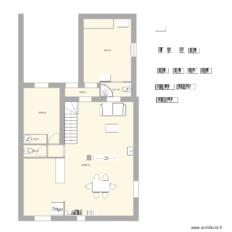 canhoes1. Plan de 7 pièces et 87 m2