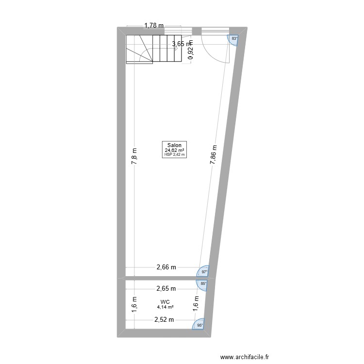 ENRIQUE MARIE THUIR. Plan de 2 pièces et 29 m2