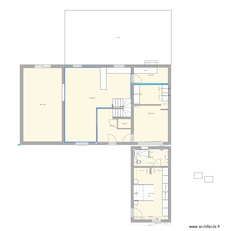 extension vf. Plan de 9 pièces et 123 m2