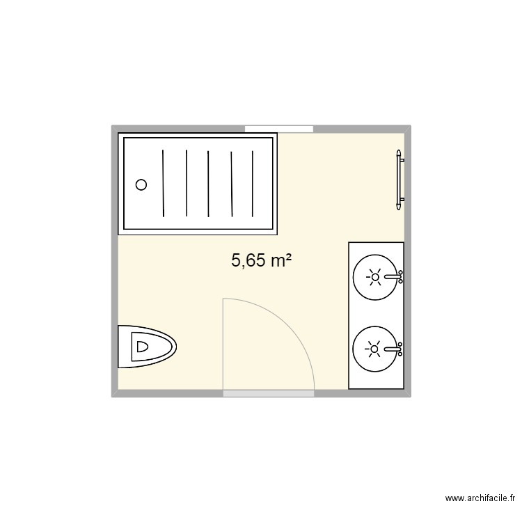 salle de bain2. Plan de 1 pièce et 6 m2