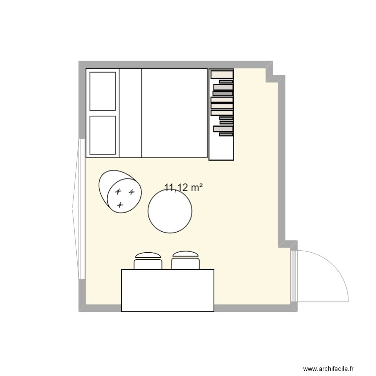 Plan chambre. Plan de 1 pièce et 11 m2