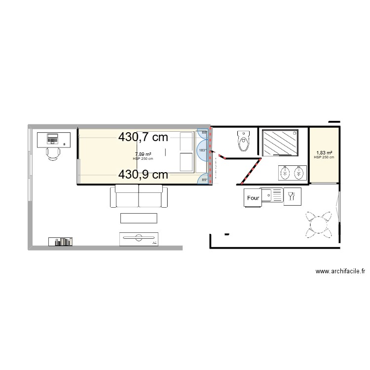 poissy. Plan de 2 pièces et 10 m2