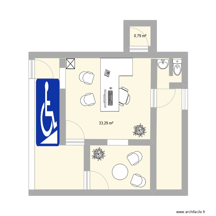 Quimper. Plan de 2 pièces et 34 m2