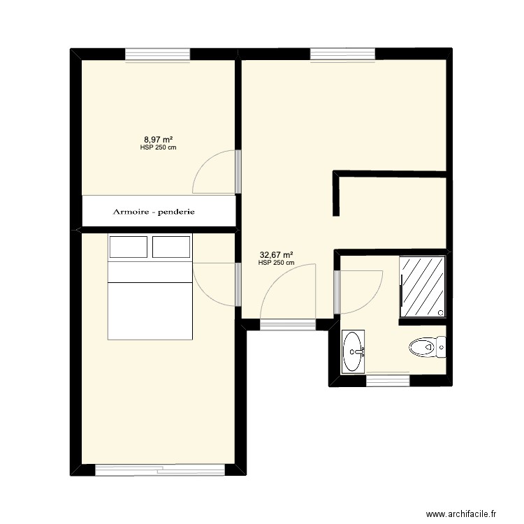 VANCE 2. Plan de 2 pièces et 42 m2