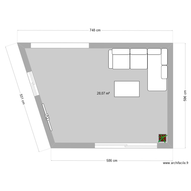 plan 2. Plan de 1 pièce et 28 m2