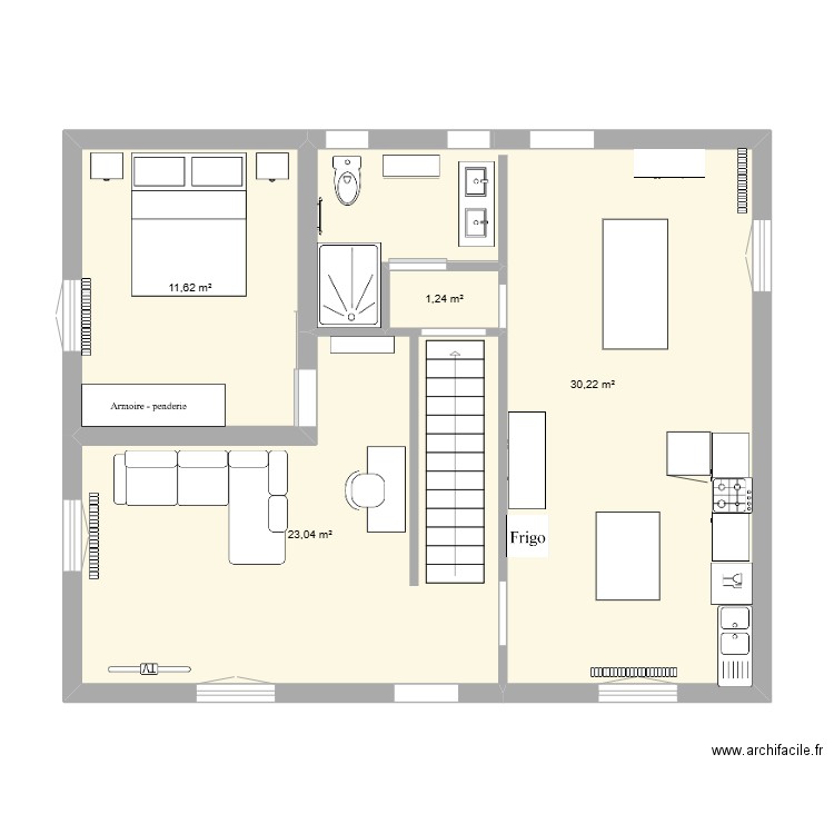 St léo. Plan de 4 pièces et 66 m2