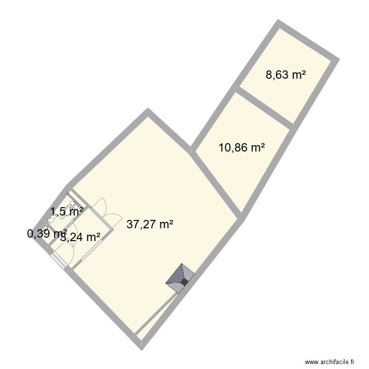 RDC Maison Halluin Vierge. Plan de 6 pièces et 62 m2