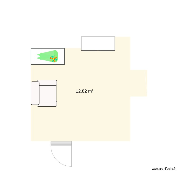 Chambre Bébé. Plan de 1 pièce et 13 m2