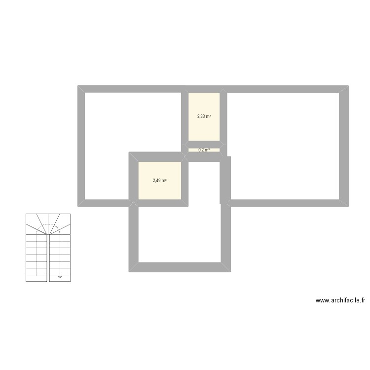 Yac1. Plan de 3 pièces et 5 m2