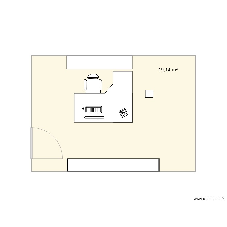 BUREAU. Plan de 1 pièce et 19 m2