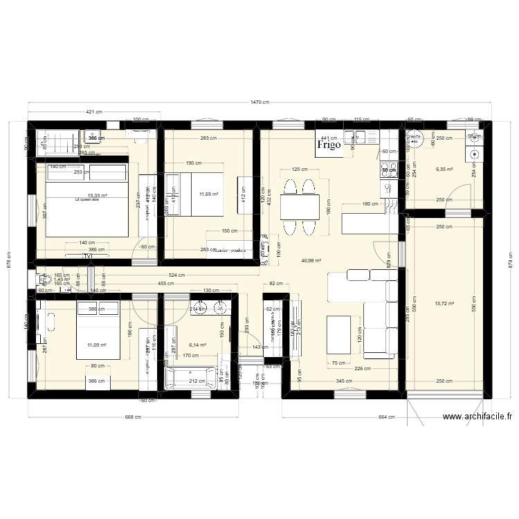 Therese / Tristan projet. Plan de 8 pièces et 107 m2