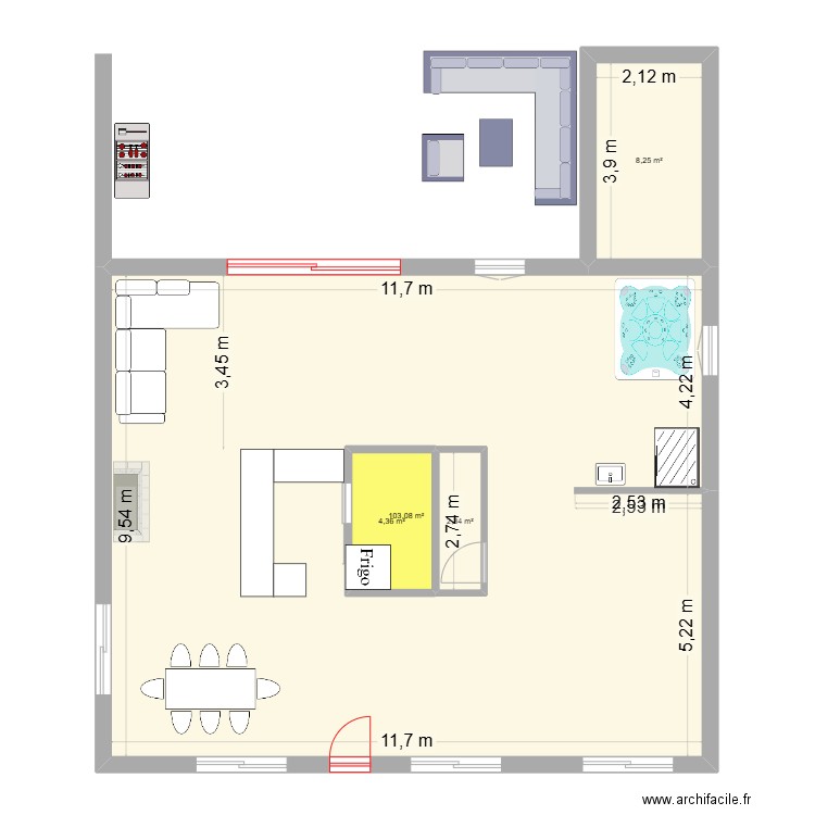 MAISON BOIS. Plan de 4 pièces et 126 m2