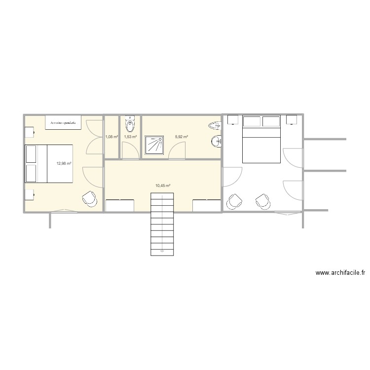 etage maison. Plan de 5 pièces et 32 m2