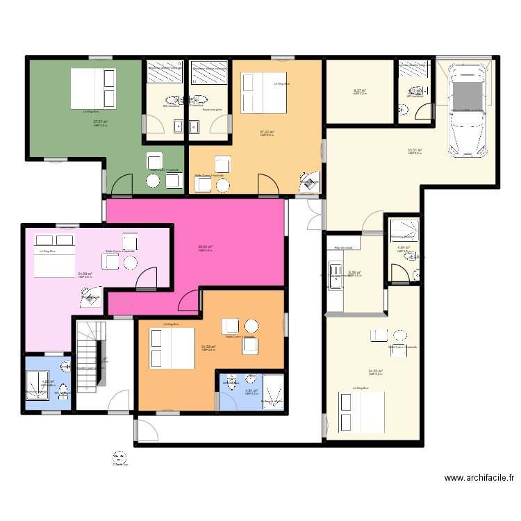 Alou S.N ka  fdtkp. Plan de 15 pièces et 234 m2