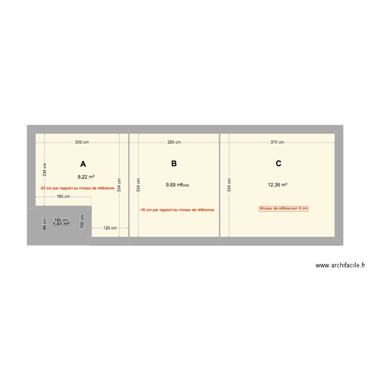 Atelier Fred. Plan de 4 pièces et 32 m2