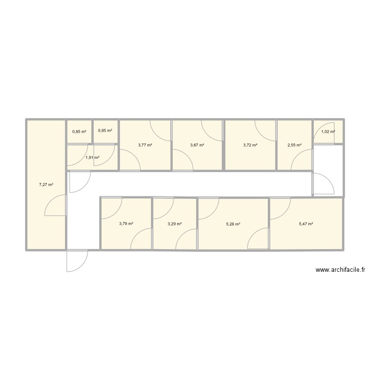 A-0. Plan de 13 pièces et 43 m2