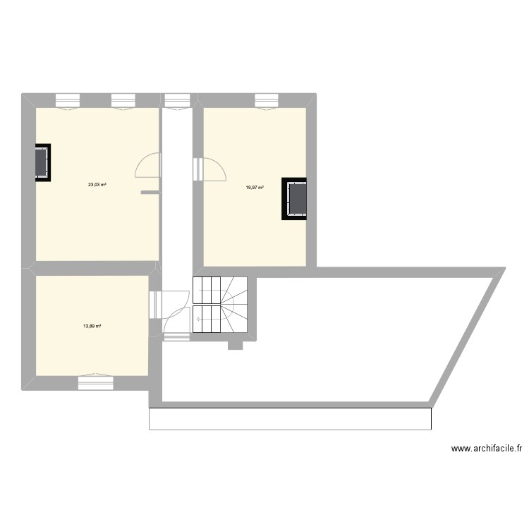 ETAGE SEYSSES. Plan de 3 pièces et 57 m2