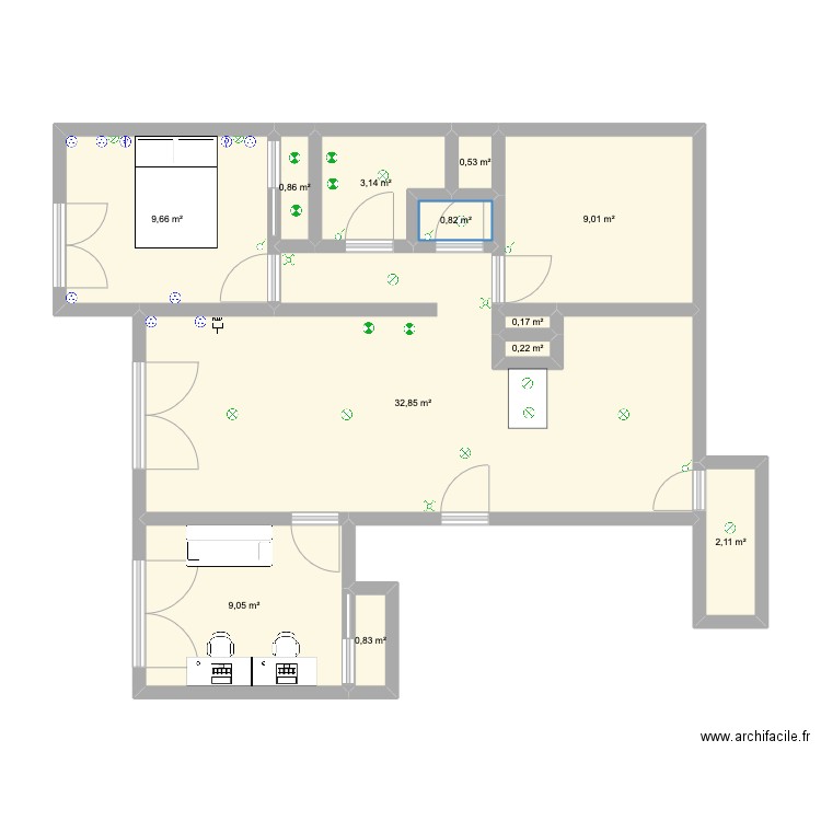 Etienne Plan Elec N1. Plan de 12 pièces et 69 m2