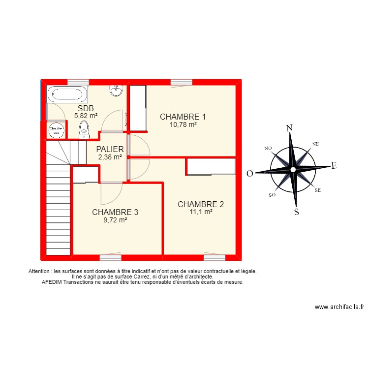 BI 23034 - . Plan de 15 pièces et 113 m2