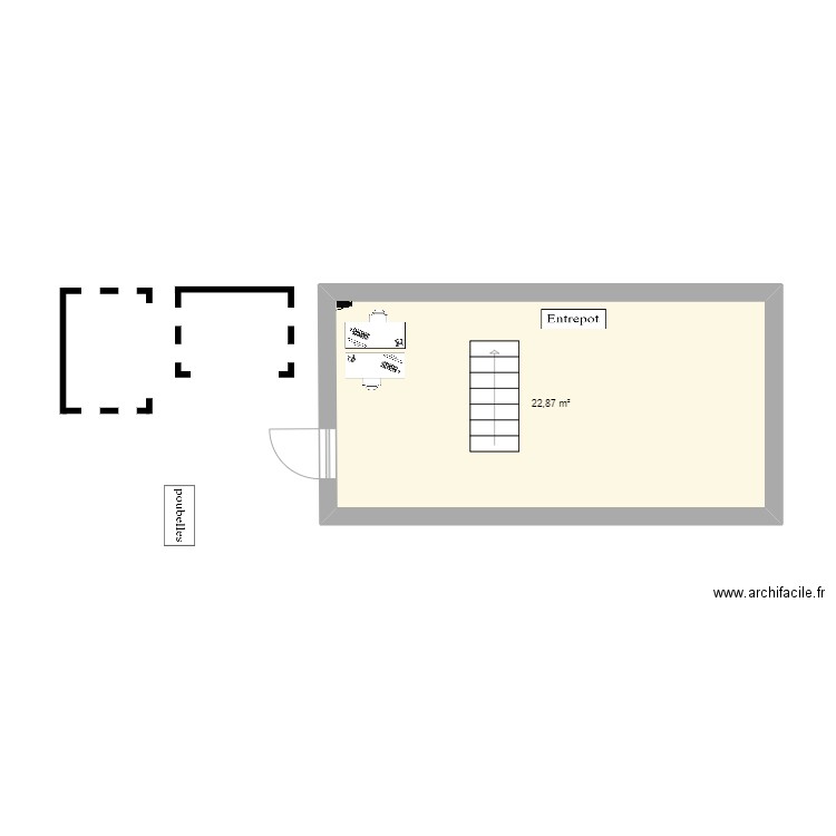 art appliqués . Plan de 1 pièce et 23 m2