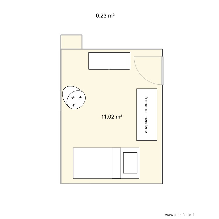 Chambre enfant . Plan de 2 pièces et 11 m2