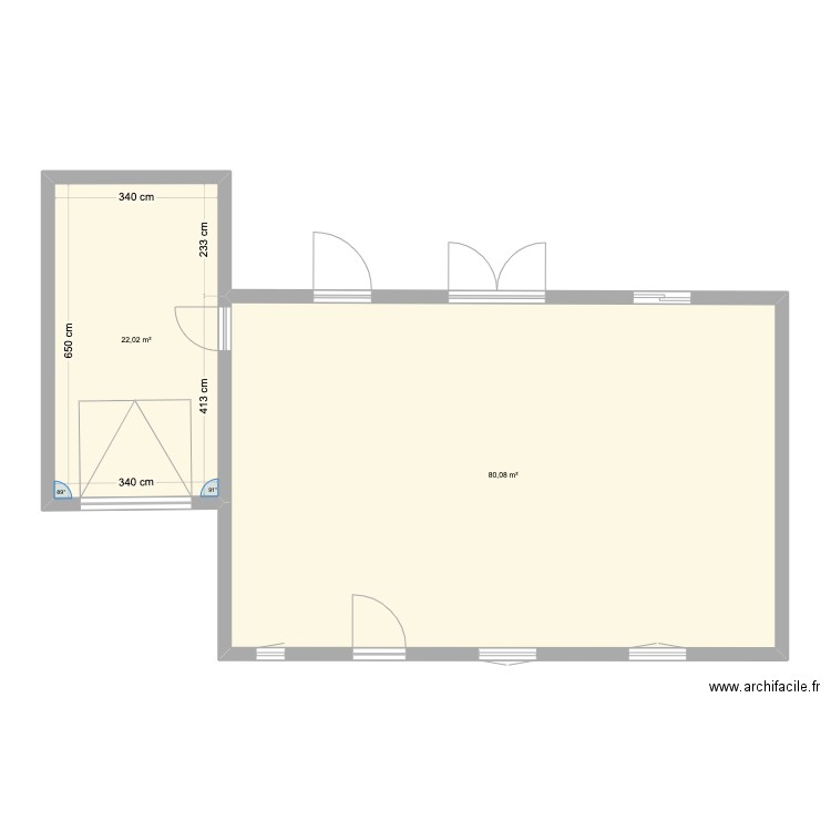 AOUAD EL KLAAI. Plan de 2 pièces et 102 m2