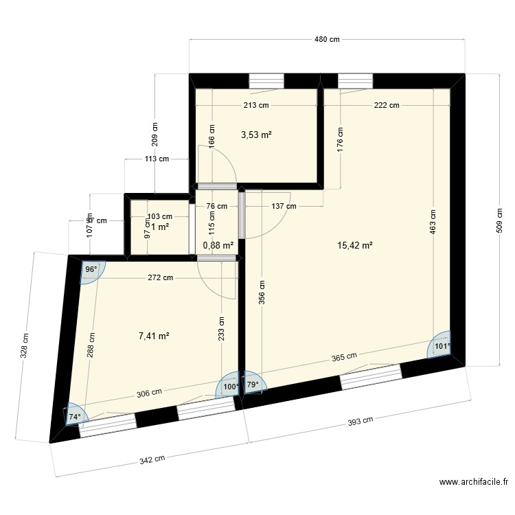 RAHMOUNI R+2. Plan de 5 pièces et 28 m2