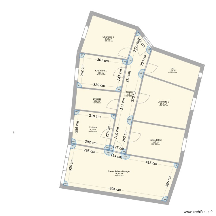 Projet Raspail. Plan de 9 pièces et 102 m2