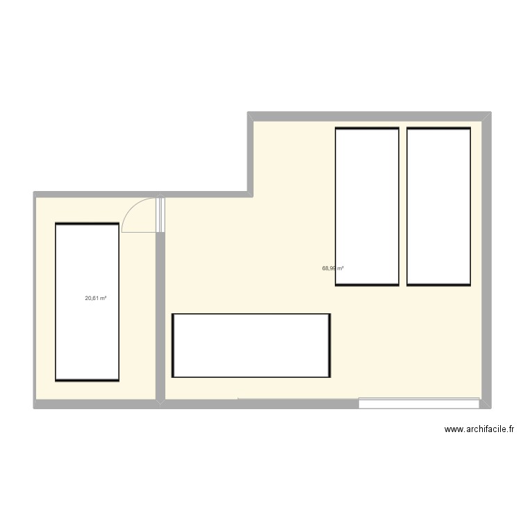 Ext. Plan de 2 pièces et 90 m2