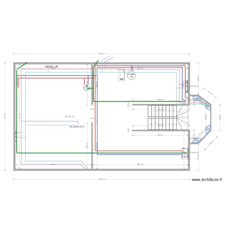 schema principe sous sol ISSENHEIM. Plan de 1 pièce et 91 m2