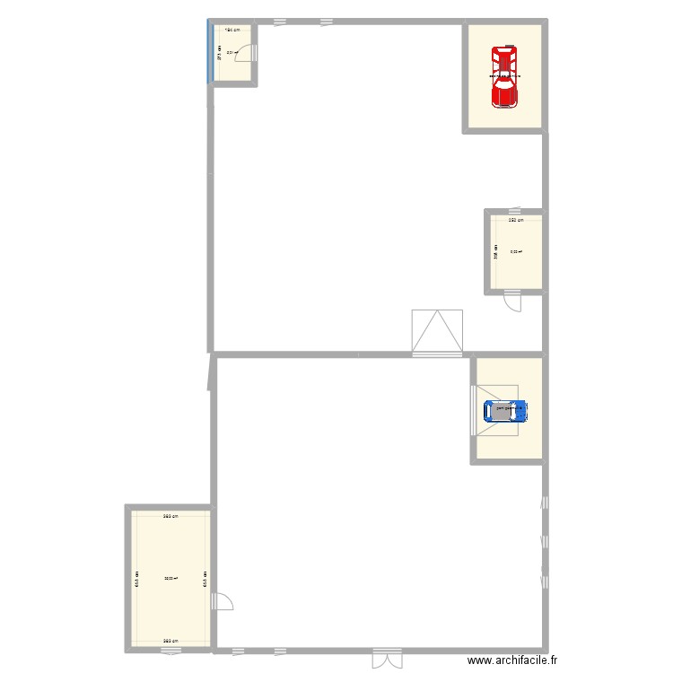 Carrosserie. Plan de 5 pièces et 72 m2