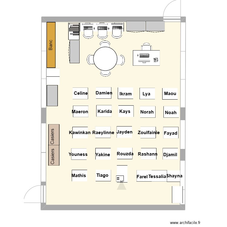 Classe P2. Plan de 1 pièce et 65 m2